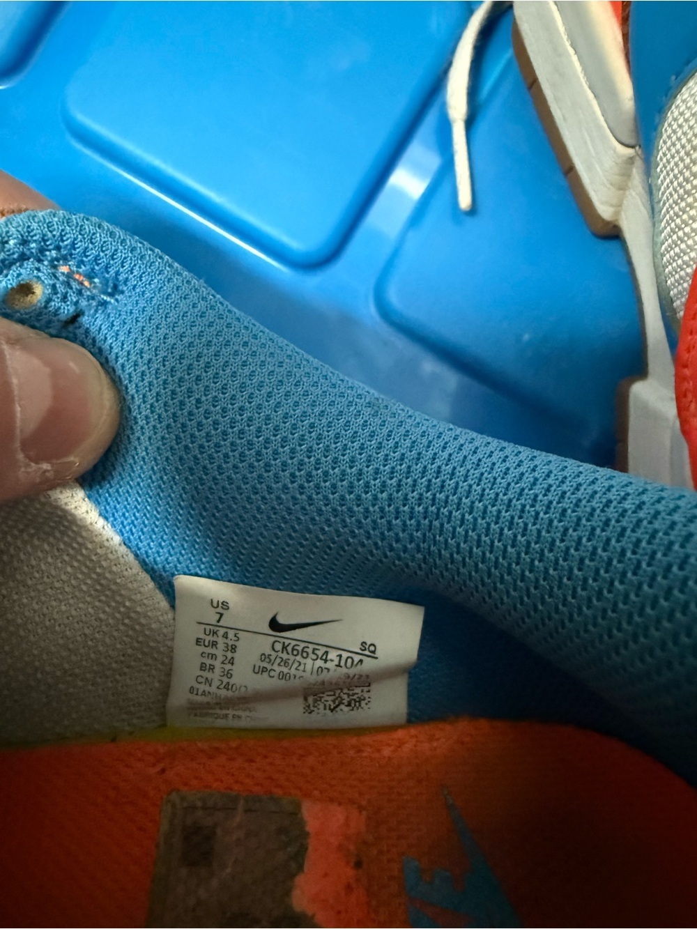 Nike Kids Sneakers in Orange, Blue & Cream - Picture 3 of 3